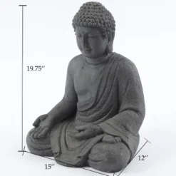 LuxenHome 19.75" Gray MgO Meditating Buddha Garden Statue -LuxenHome GUEST e916f1b3 285d 4a6c 82a8 afaa5b2aa5db