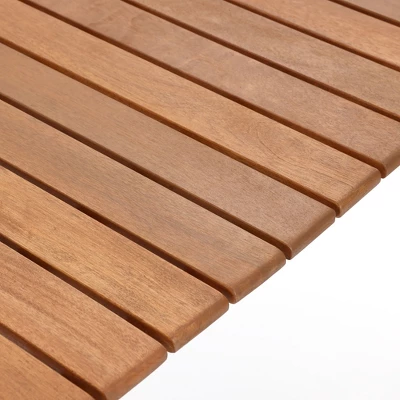 LuxenHome Natural Solid Wood 6-Person 59-Inch Long Rectangle Outdoor Dining Table Brown 4 LuxenHome Natural Solid Wood 6-Person 59-Inch Long Rectangle Outdoor Dining Table Brown - Image 4