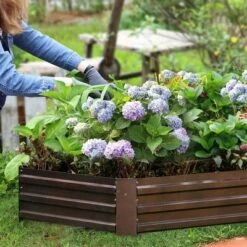 LuxenHome Brown Metal Rectangular 6x3ft Garden Bed -LuxenHome GUEST eae0c3ac c5f4 4e56 819d 66b0a10a02da