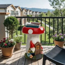 LuxenHome Outdoor Side Table, 17" Gnome Mushroom Cement Patio End Table,Indoor And Outdoor Sculpture Accent Side Table,Garden Decor Stool White 11 LuxenHome Outdoor Side Table, 17" Gnome Mushroom Cement Patio End Table,Indoor And Outdoor Sculpture Accent Side Table,Garden Decor Stool White -LuxenHome GUEST eb267e29 5f27 4dd9 a78e 9764a1d1fd6f