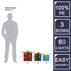 LuxenHome Set Of 3 Colored Presents Lighted Holiday Decoration Multi-Color -LuxenHome GUEST eb8b671e cd61 4ddc 947e 0787fd888cd4