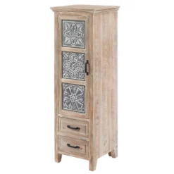 LuxenHome 48" Tall Wood And Metal 2-Drawer 1-Door Storage Cabinet. -LuxenHome GUEST ec389ada 4c1e 452e 96e0 2c620c727988