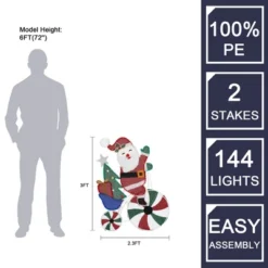 LuxenHome Santa On Peppermint Bike Lighted Holiday Decoration Multi-Color -LuxenHome GUEST ed563a40 3fda 4e00 92cf 842299724694