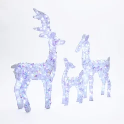 LuxenHome 3-Piece Multi-Color Snowflake Deer Family Outdoor Holiday Decoration With 340 Lights White, Multi -LuxenHome GUEST eda2432f 19d7 4d53 9619 d1f0eb2a5fcb