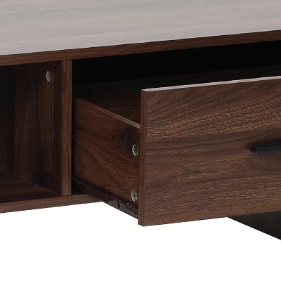 LuxenHome 47'' Coffee Table With Storage, Walnut Finish Wood 2-Drawer Open Storage Center Table With Rounded Corners For Living Room Brown 10 LuxenHome 47'' Coffee Table With Storage, Walnut Finish Wood 2-Drawer Open Storage Center Table With Rounded Corners For Living Room Brown - Image 10