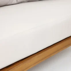 LuxenHome Outdoor Acacia Wood With Rope Sides Club Loveseat With Cushions And Coffee Table -LuxenHome GUEST ef71ef72 eb61 47eb 9d2a 93f0b31f1c06