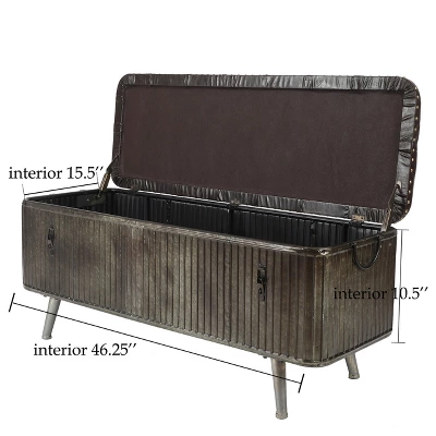 LuxenHome 47.5in. W Metal And Faux Leather Bench. 2 LuxenHome 47.5in. W Metal And Faux Leather Bench. - Image 2