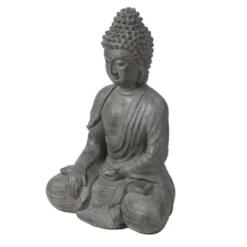 LuxenHome 16.1" Gray MgO Enlightened Buddha Garden Statue -LuxenHome GUEST f12c1764 1de6 49d5 8c24 ff4f30d914c5