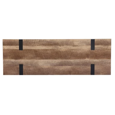 LuxenHome Oak Finish MDF Wood Black Metal Console & Entry Table 2 LuxenHome Oak Finish MDF Wood Black Metal Console & Entry Table - Image 2