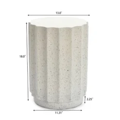 LuxenHome Off White With Gray Cement Round Side Table -LuxenHome GUEST f22af4f9 503c 454f 86e3 c8d45abc6da0