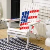 LuxenHome Adirondack USA Flag Patriotic Outdoor Wood Chair White