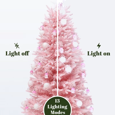 LuxenHome 5Ft Pink Cherry Blossom Christmas Tree With Fiber Optic Lights & Snowman Star Topper 5 LuxenHome 5Ft Pink Cherry Blossom Christmas Tree With Fiber Optic Lights & Snowman Star Topper - Image 5