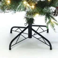 LuxenHome 6Ft Pre-Lit Artificial Pine Christmas Tree With Frosted Tips, Pinecones, And Red Berries Green -LuxenHome GUEST f31011cc fc50 4ef0 8abf 8a076f7edc5c