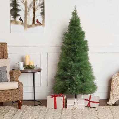 LuxenHome 5Ft Holiday Slim Artificial Pampas Grass Tree In Green 4 LuxenHome 5Ft Holiday Slim Artificial Pampas Grass Tree In Green - Image 4