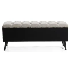 LuxenHome 47.2-Inch Wide Upholstered Wood Storage Bench. -LuxenHome GUEST f3f60891 d8ba 4e4f 84a5 b3c6594b5d69
