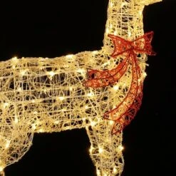 LuxenHome 3-Piece Deer Family Outdoor Holiday Decoration Set With Lights And Timer White, Red -LuxenHome GUEST f530e11c 1199 4dcb ba33 298a8297d4c2