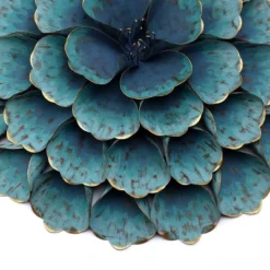 LuxenHome 23.5" Round Teal Blue Flower Metal Wall Decor Art -LuxenHome GUEST f53cf0a7 cc66 442d 995c 7907d965647e