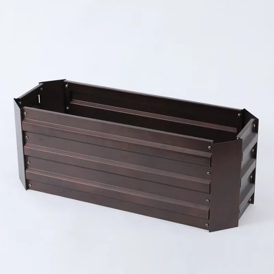 LuxenHome Brown Metal 32" X 11.8" Rectangular Garden Bed 2 LuxenHome Brown Metal 32" X 11.8" Rectangular Garden Bed - Image 2