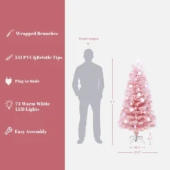 LuxenHome 5Ft Pink Cherry Blossom Christmas Tree With Fiber Optic Lights & Snowman Star Topper 12 LuxenHome 5Ft Pink Cherry Blossom Christmas Tree With Fiber Optic Lights & Snowman Star Topper -LuxenHome GUEST f62729fe 3cce 4541 8cd4 78a0ff8a4369