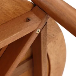 LuxenHome Natural Wooden Outdoor Coffee Table, Round Solid Wood Patio Table Brown -LuxenHome GUEST f647f7c7 b8ad 44cf ba8e cd56da3b2053