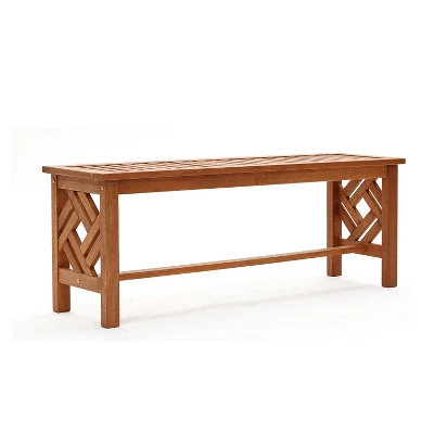 LuxenHome Carmel Solid Wood Outdoor Backless Dining Bench 5 LuxenHome Carmel Solid Wood Outdoor Backless Dining Bench - Image 5