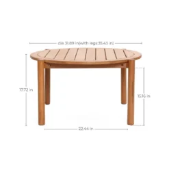LuxenHome Natural Wooden Outdoor Coffee Table, Round Solid Wood Patio Table Brown -LuxenHome GUEST f6cfe520 bb80 4a45 ad1a 3b78a602f32b