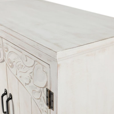 LuxenHome Farmhouse White Wood 2-Door Accent Storage Cabinet. 9 LuxenHome Farmhouse White Wood 2-Door Accent Storage Cabinet. - Image 9