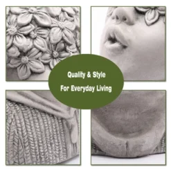 LuxenHome Gray MgO Kissing Flower Child Bust Planter -LuxenHome GUEST f803d636 3e39 425b 8664 78a8601153cb