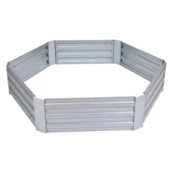 LuxenHome Galvanized Steel Hexagon Raised Garden Bed Planter Silver -LuxenHome GUEST f8989f60 eda3 4991 9aef 57c969d05051