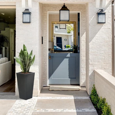 LuxenHome Square Tapered 24.2" Tall Planter Black 1 LuxenHome Square Tapered 24.2" Tall Planter Black