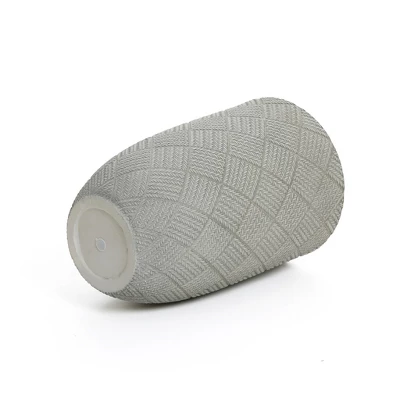 LuxenHome Gray Glen Pattern MgO Round Planter, Indoor And Outdoor 5 LuxenHome Gray Glen Pattern MgO Round Planter, Indoor And Outdoor - Image 5