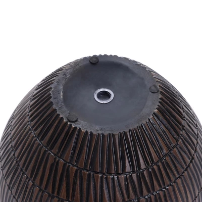 LuxenHome Brown With Black V-Pattern Polyresin 12-Inch Round Planter 6 LuxenHome Brown With Black V-Pattern Polyresin 12-Inch Round Planter - Image 6