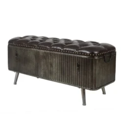 LuxenHome 47.5in. W Metal And Faux Leather Bench. 12 LuxenHome 47.5in. W Metal And Faux Leather Bench. -LuxenHome GUEST fb0da134 0b05 4fb1 a322 932946cd5679