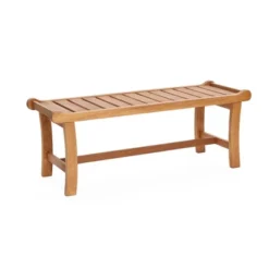 LuxenHome Natural Solid Wood 47.2-Inch Long Rectangle Outdoor Bench -LuxenHome GUEST fb42bcdd d0d6 4218 a04b 3481a29e1501