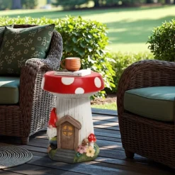 LuxenHome Outdoor Side Table, 17" Gnome Mushroom Cement Patio End Table,Indoor And Outdoor Sculpture Accent Side Table,Garden Decor Stool White 12 LuxenHome Outdoor Side Table, 17" Gnome Mushroom Cement Patio End Table,Indoor And Outdoor Sculpture Accent Side Table,Garden Decor Stool White -LuxenHome GUEST fd123887 e7bf 4446 af2b 7741ef8967ce