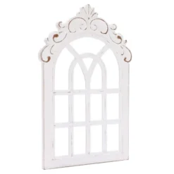LuxenHome Distressed White Wood Vintage Arched Window Wall Home Decor -LuxenHome GUEST fd5b62da 8f51 4ea2 886c 0c86d1707e3d