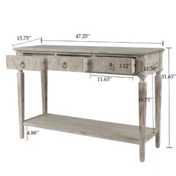 LuxenHome Whitewashed Wood 3-Drawer 1-Shelf Console And Entry Table 14 LuxenHome Whitewashed Wood 3-Drawer 1-Shelf Console And Entry Table -LuxenHome GUEST fd6befb6 5c8c 410e a97f d67dad0e6e2e