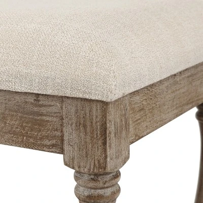 LuxenHome Upholstered Beige Linen Entryway And Bedroom Bench. 3 LuxenHome Upholstered Beige Linen Entryway And Bedroom Bench. - Image 3