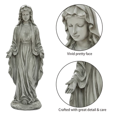 LuxenHome 30.5" LuxenHome Virgin Mary Statue, 30.5'' Ivory Religious Blessed Mother Indoor Outdoor Garden Sculptures Off-White 12 LuxenHome 30.5" LuxenHome Virgin Mary Statue, 30.5'' Ivory Religious Blessed Mother Indoor Outdoor Garden Sculptures Off-White - Image 12