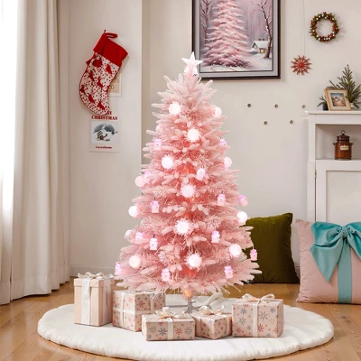 LuxenHome 5Ft Pink Cherry Blossom Christmas Tree With Fiber Optic Lights & Snowman Star Topper 7 LuxenHome 5Ft Pink Cherry Blossom Christmas Tree With Fiber Optic Lights & Snowman Star Topper - Image 7